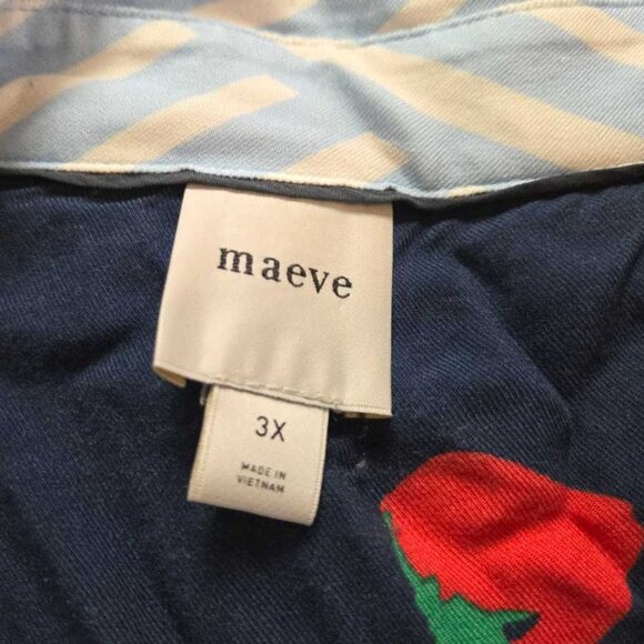 Plus 3X Maeve x Anthropologie Paz contrast button down shirt blouse red blue 4 - Picture 5 of 10